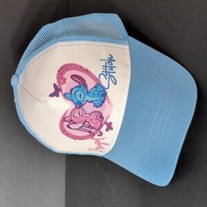 NWT, Berkshire Fashions,Disney Angel & Stitch Blue/White Girls Trucker Hat.